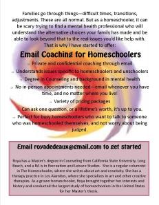 Private and Personal Homeschool Coaching by Email